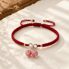 Natural Strawberry Quartz Amethyst Green Phantom Bead Positive Bracelet featuring Strawberry Quartz, Amethyst, Green Phantom