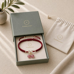 Natural Strawberry Quartz Amethyst Green Phantom Bead Positive Bracelet featuring Strawberry Quartz, Amethyst, Green Phantom