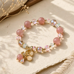 Natural Strawberry Quartz Butterfly Healing Bracelet featuring Strawberry Quartz, Butterfly, Feng Shui Butterfly