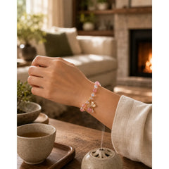 Natural Strawberry Quartz Butterfly Healing Bracelet featuring Strawberry Quartz, Butterfly, Feng Shui Butterfly