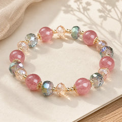 Natural Strawberry Quartz Colorful Crystal Positive Bracelet featuring Strawberry Quartz