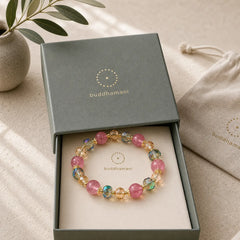 Natural Strawberry Quartz Colorful Crystal Positive Bracelet featuring Strawberry Quartz