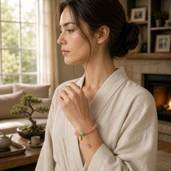 Natural Strawberry Quartz Fu Character Jade Positive Healing Bracelet featuring Strawberry Quartz, Fu Character, Jade