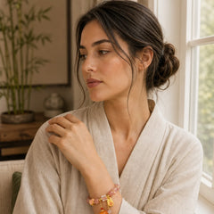 Natural Strawberry Quartz Fu Character Pumpkin Charm Positive Bracelet (Extra 35% Off | USE CODE: FS35) featuring Strawberry Quartz, Fu Character