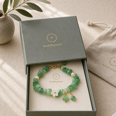 Natural Strawberry Quartz Green Strawberry Quartz Super Seven Crystal Flower Healing Bracelet featuring Strawberry Quartz, Green Strawberry Quartz, Super Seven Crystal
