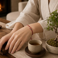 Natural Strawberry Quartz Jade White Agate Red String Positive Bracelet featuring Strawberry Quartz, Jade, White Agate