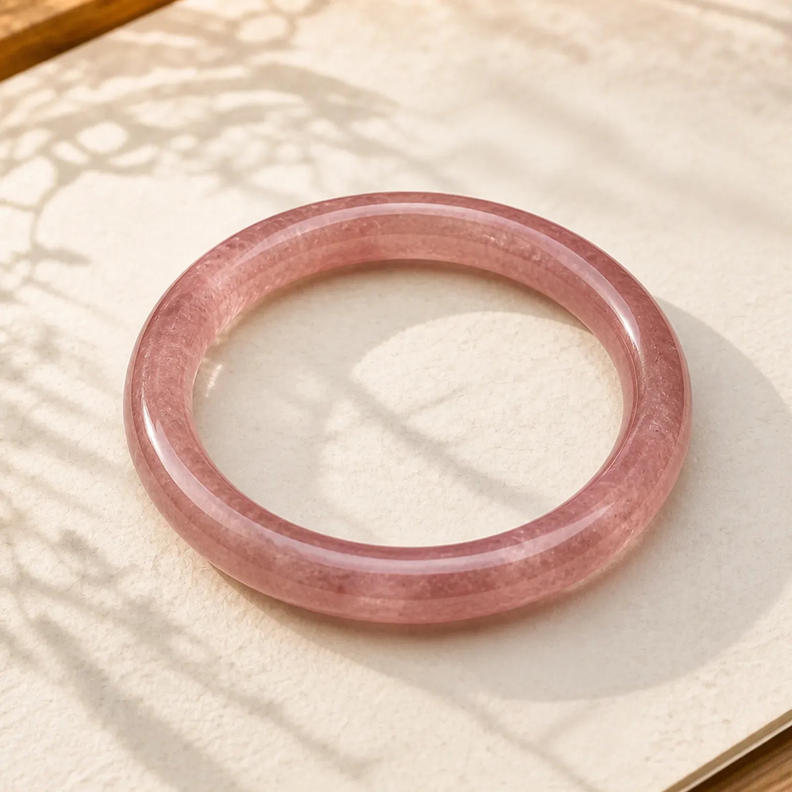 Natural Strawberry Quartz Love Healing Bracelet Bangle featuring Strawberry Quartz, Jade