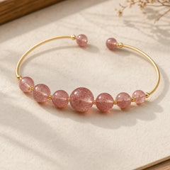 Natural Strawberry Quartz Love Healing Bracelet Bangle featuring Strawberry Quartz