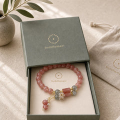 Natural Strawberry Quartz Moonstone Love Bracelet featuring Strawberry Quartz, Moonstone