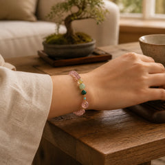 Natural Strawberry Quartz Peace Buckle Jade Positive Bracelet featuring Strawberry Quartz, Peace Buckle, Jade