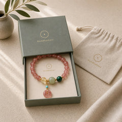 Natural Strawberry Quartz Peace Buckle Jade Positive Bracelet featuring Strawberry Quartz, Peace Buckle, Jade