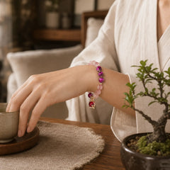 Natural Strawberry Quartz Pixiu Love Bracelet featuring Strawberry Quartz, Pixiu, Tiger Eye
