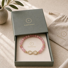 Natural Strawberry Quartz Positivity Healing Bracelet featuring Strawberry Quartz