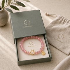 Natural Strawberry Quartz Rabbit Fu Character Charm Love Bracelet featuring Strawberry Quartz, Fu Character, Copper