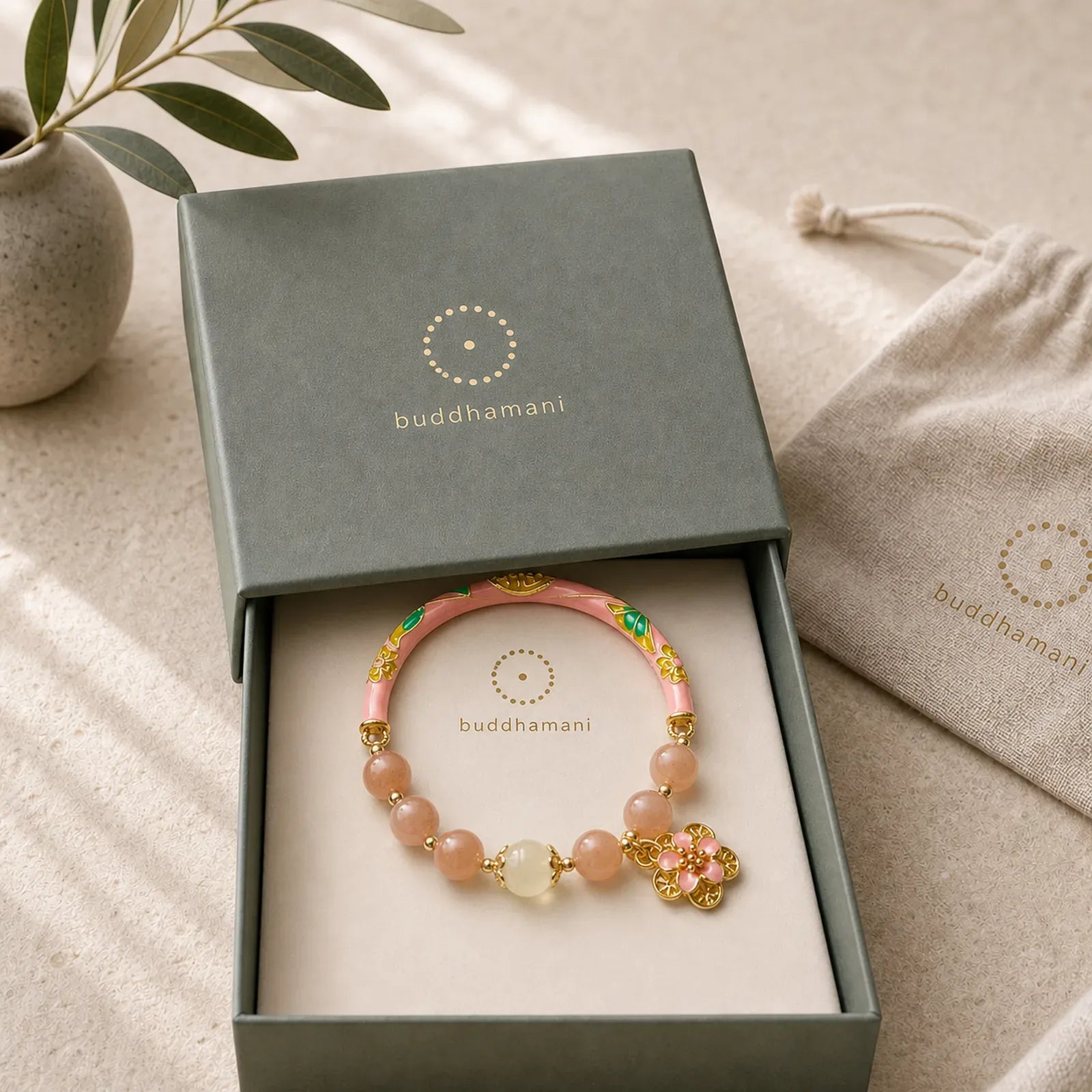 Natural Sun Stone Golden Silk Jade Flower Charm Wealth Bracelet Bangle featuring Sun Stone, Golden Silk Jade