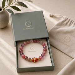 Natural Super Seven Crystal Red Agate Positivity Bracelet featuring Super Seven Crystal, Red Agate, Amethyst