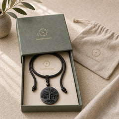 Natural The Tree of Life Pattern Black Obsidian Transformation Necklace Pendant featuring The Tree of Life, Black Obsidian
