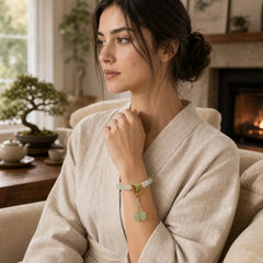 Natural Tianshan Jade Abacus Beads Butterfly Prosperity Bracelet featuring Jade, Butterfly, Feng Shui Butterfly