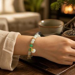 Natural Tianshan Jade Fu Character Money Bag Pattern Prosperity Bracelet featuring Jade, Fu Character, Quartzite