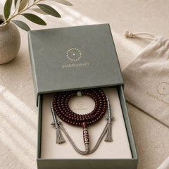 Natural Tibet 108 Mala Beads Purple Bodhi Seed Three-eyed Dzi Bead Copper Dorje Harmony Bracelet featuring Bodhi Seed, Three-eyed Dzi Bead, Dzi Bead