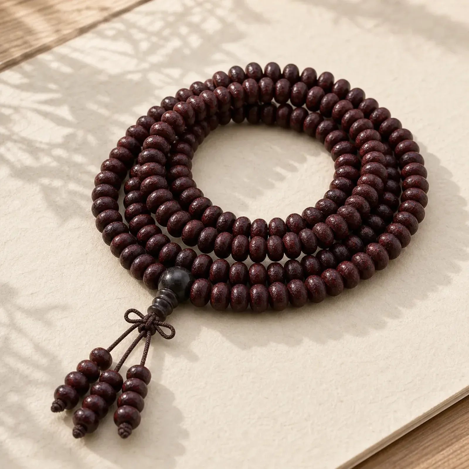 Natural Tibet 108 Mala Beads Purple Bodhi Seed Wealth Bracelet featuring Bodhi Seed, Red Sandalwood, Sandalwood