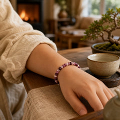 Natural Tibetan Camel Bone Purple Blood Beads Keep Away Evil Spirits Bracelet featuring Camel Bone, Buddha Symbol