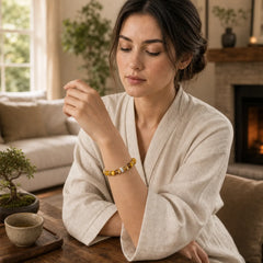 Natural Tiger Eye Citrine Beads Strength Courage Bracelet featuring Tiger Eye, Citrine, Copper