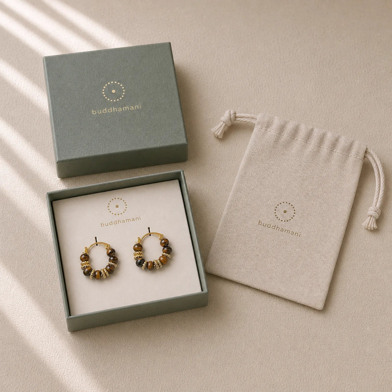 Natural Tiger Eye Courage Earrings featuring Tiger Eye, Copper, Silver