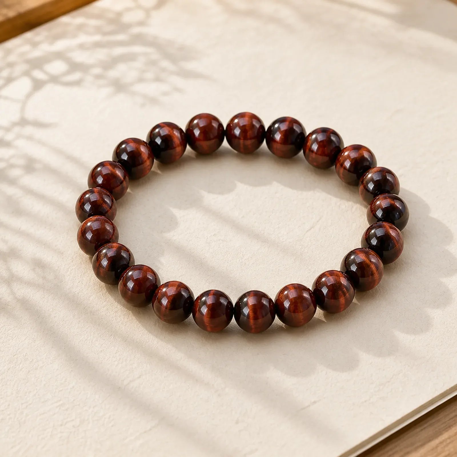 Natural Tiger Eye Healing Bead Bracelet featuring Tiger Eye, Red Tiger Eye