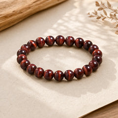 Natural Tiger Eye Healing Bead Bracelet featuring Tiger Eye, Red Tiger Eye