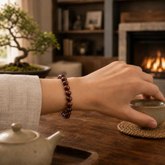 Natural Tiger Eye Healing Bead Bracelet featuring Tiger Eye, Red Tiger Eye