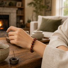 Natural Tiger Eye Healing Bead Bracelet featuring Tiger Eye, Red Tiger Eye