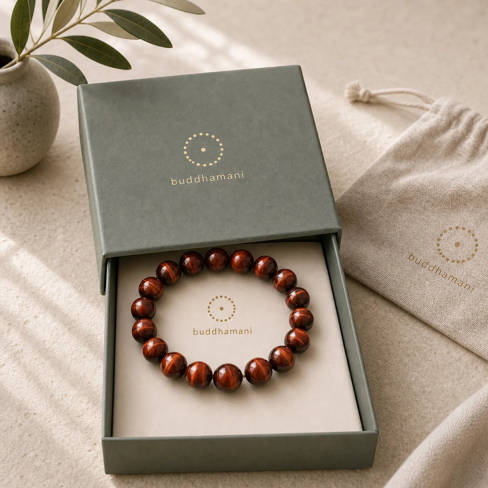 Natural Tiger Eye Healing Bead Bracelet featuring Tiger Eye, Red Tiger Eye