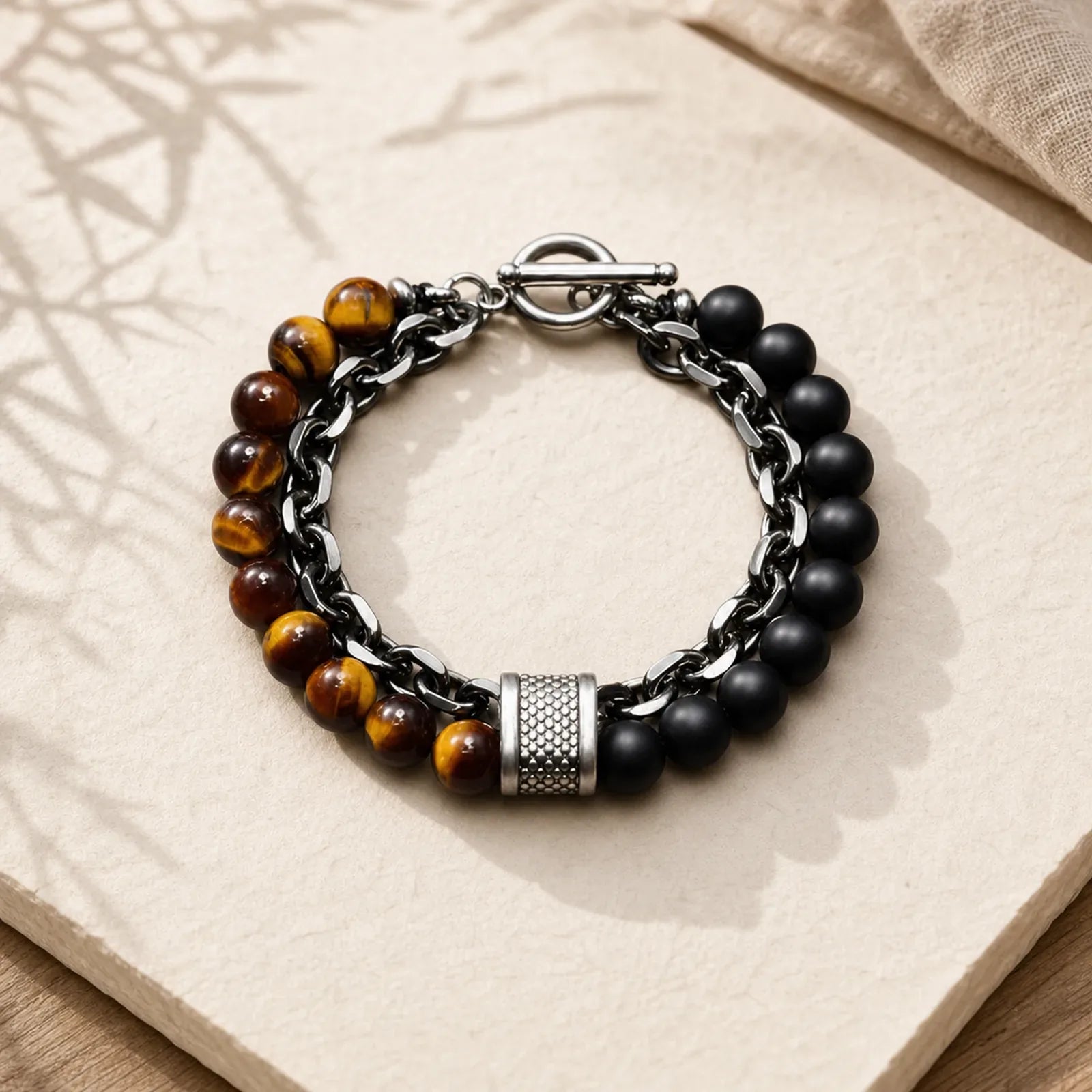 Natural Tiger Eye Lazurite Lapis Lazuli Protection Bracelet featuring Tiger Eye, Lapis Lazuli (Lazurite), Malachite
