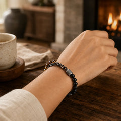 Natural Tiger Eye Lazurite Lapis Lazuli Protection Bracelet featuring Tiger Eye, Lapis Lazuli (Lazurite), Malachite