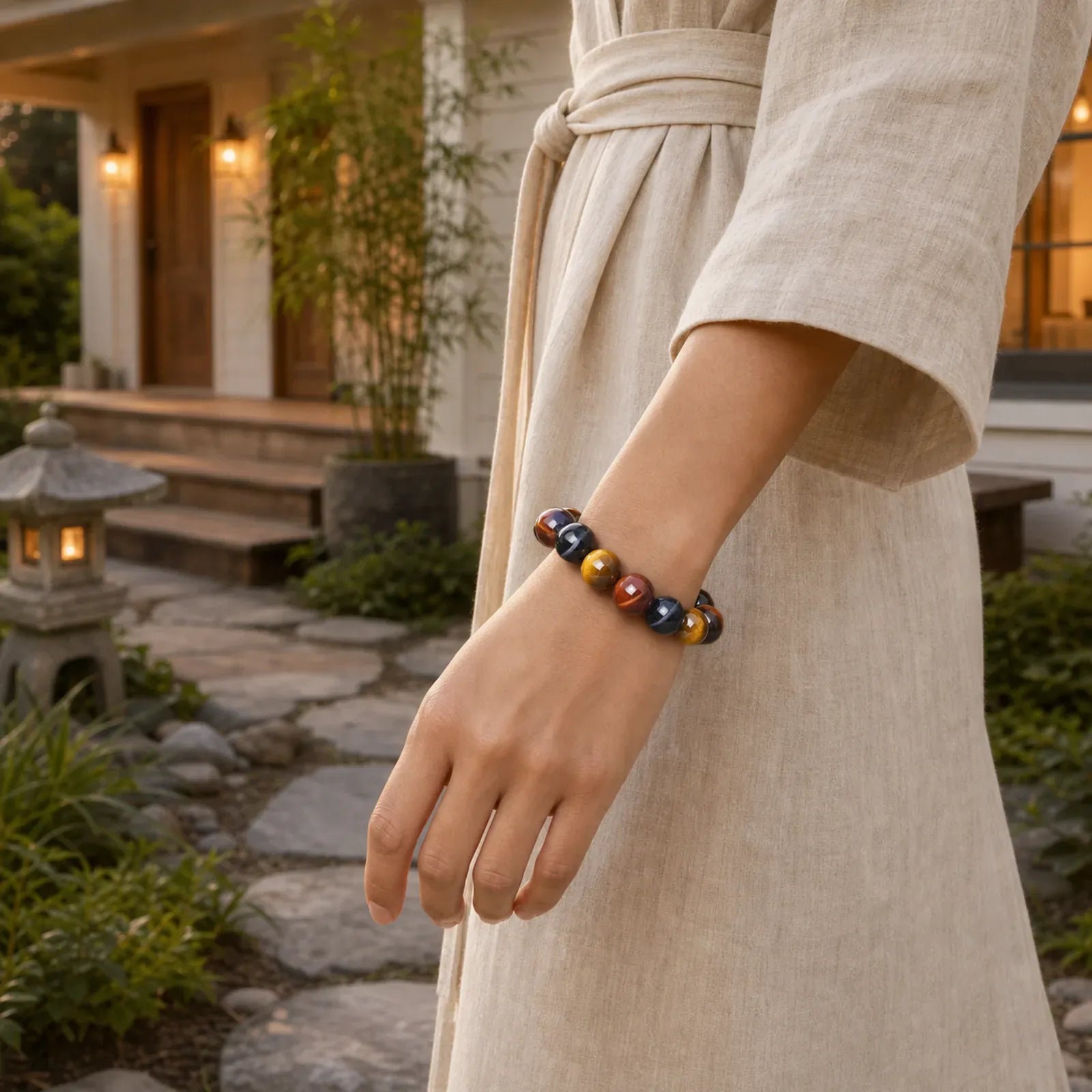 Natural Tiger Eye Positive Protection Bracelet featuring Tiger Eye