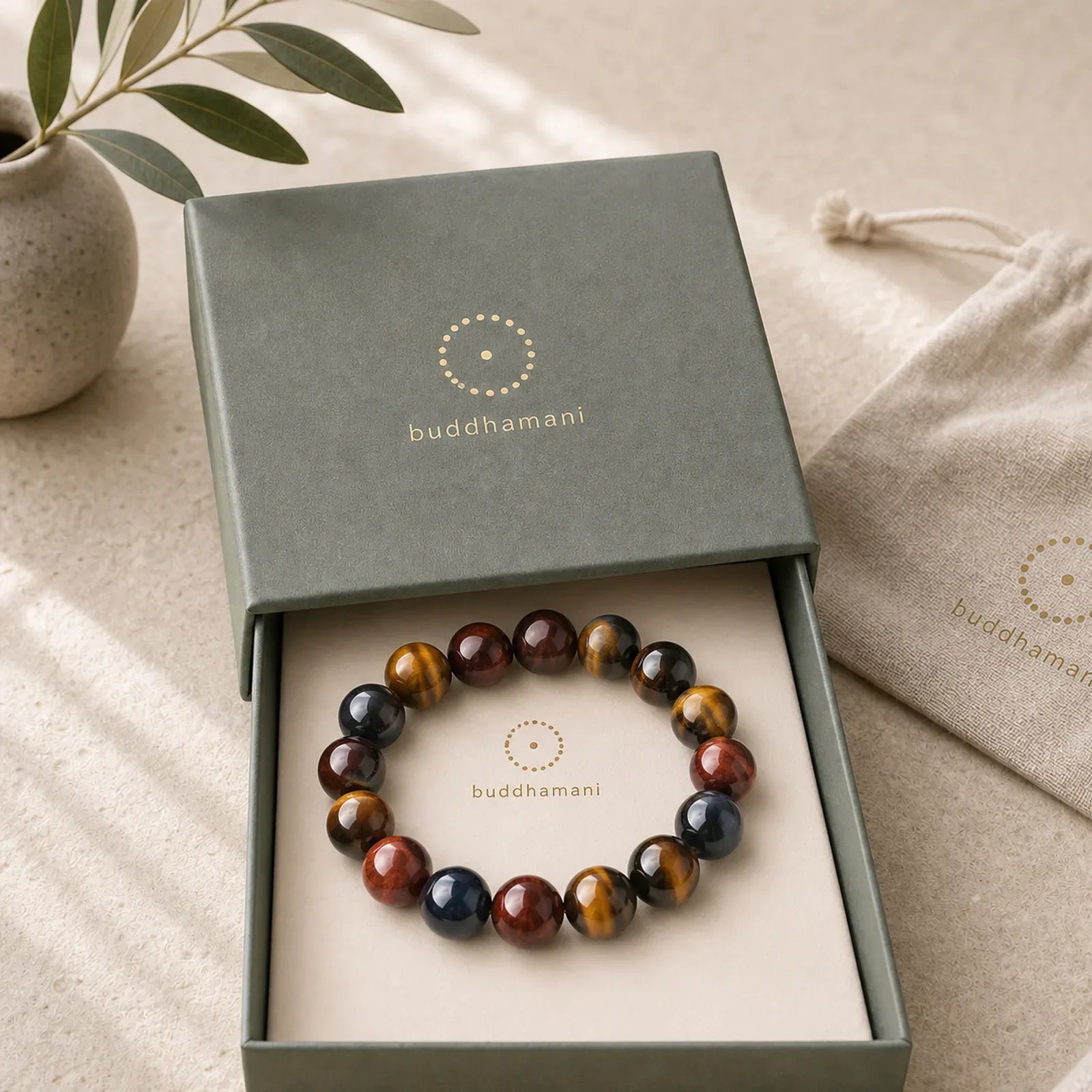 Natural Tiger Eye Positive Protection Bracelet featuring Tiger Eye