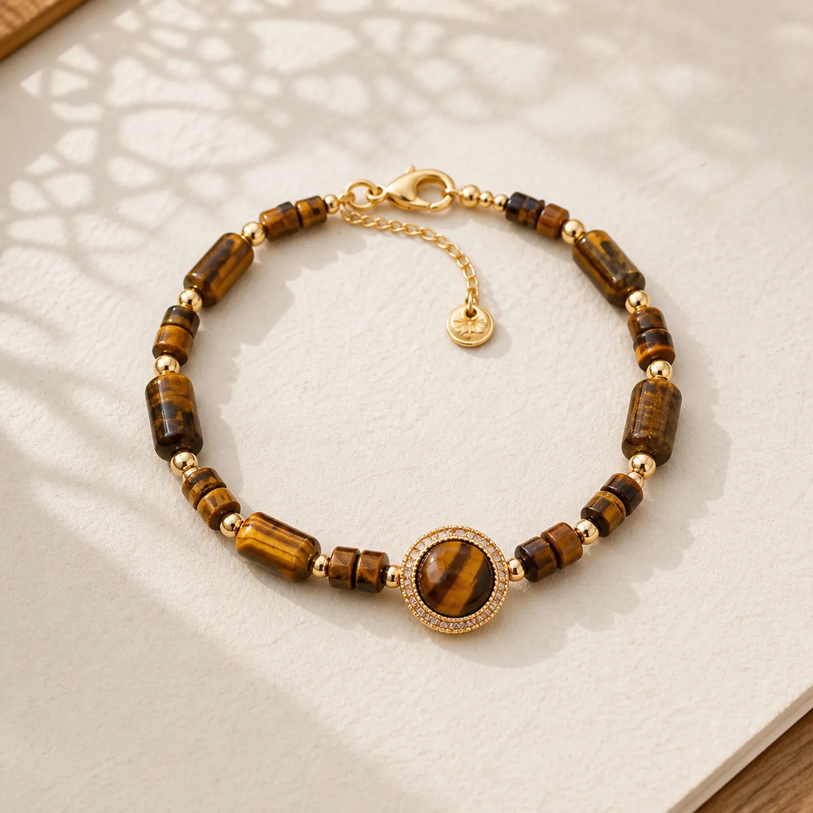Natural Tiger Eye Protection Strength Chain Bracelet featuring Tiger Eye, Copper