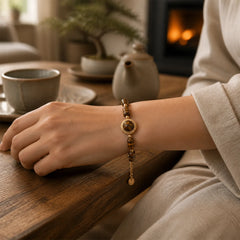 Natural Tiger Eye Protection Strength Chain Bracelet featuring Tiger Eye, Copper