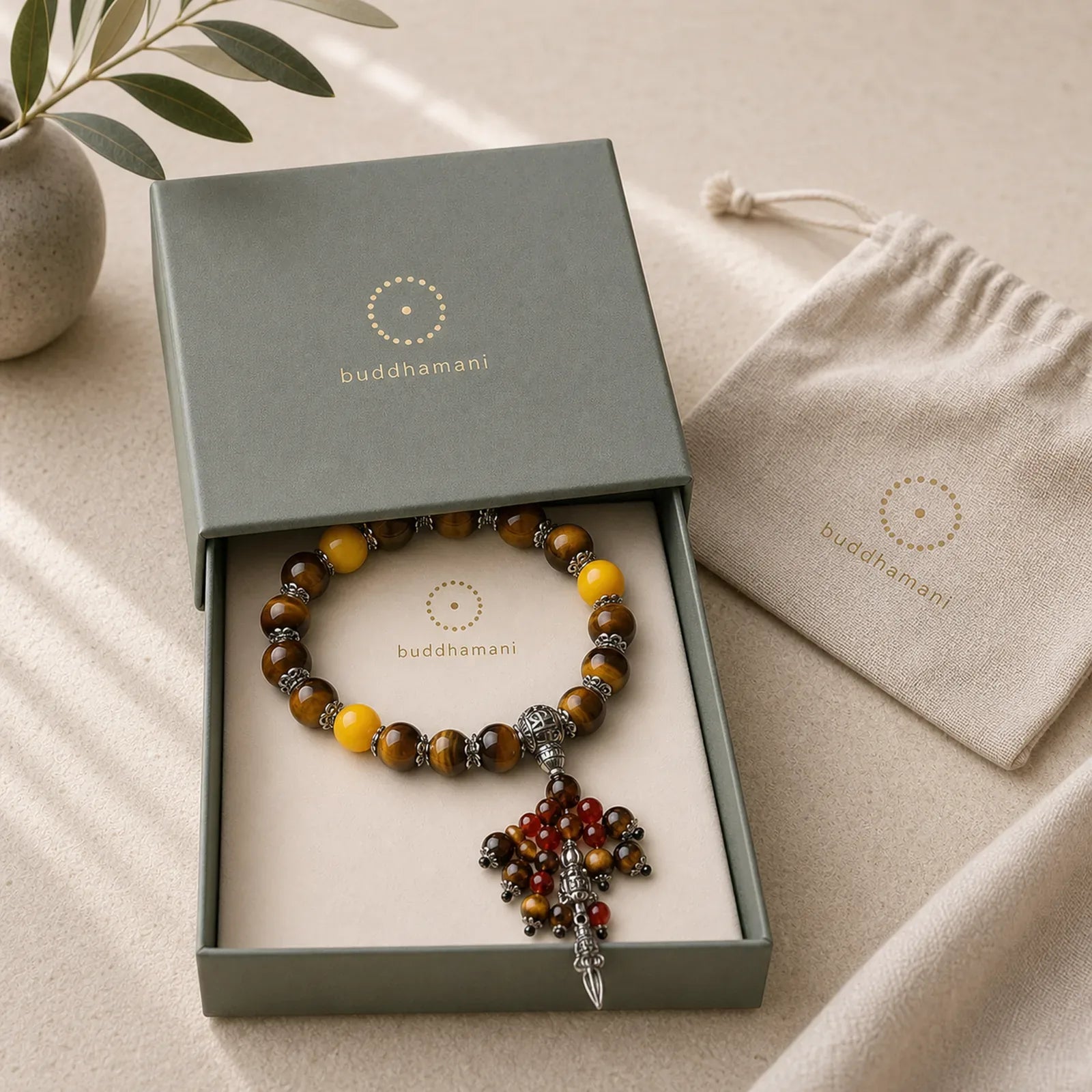 Natural Tiger Eye Red Agate Dragon Vein Agate Stone Vajra Dorje Power Healing Bracelet Car Decoration featuring Tiger Eye, Red Agate, Dragon