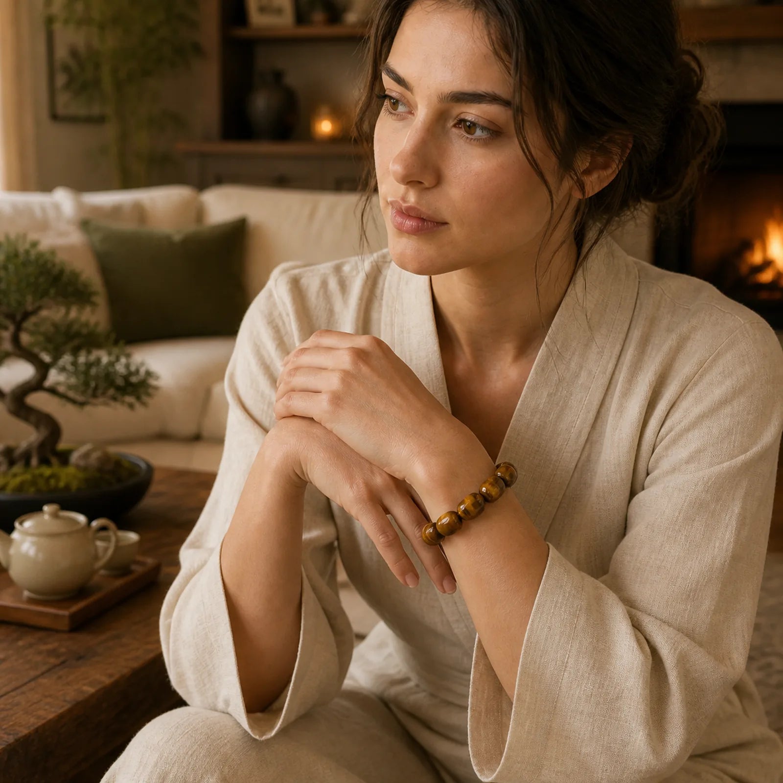 Natural Tiger Eye Stone Integrity Willpower Bracelet featuring Tiger Eye