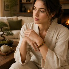 Natural Tiger Eye Stone Integrity Willpower Bracelet featuring Tiger Eye