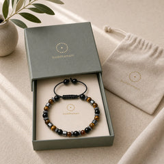 Natural Tiger's Eye Black Obsidian Hematite Support Bracelet featuring Tiger Eye, Black Obsidian, Hematite