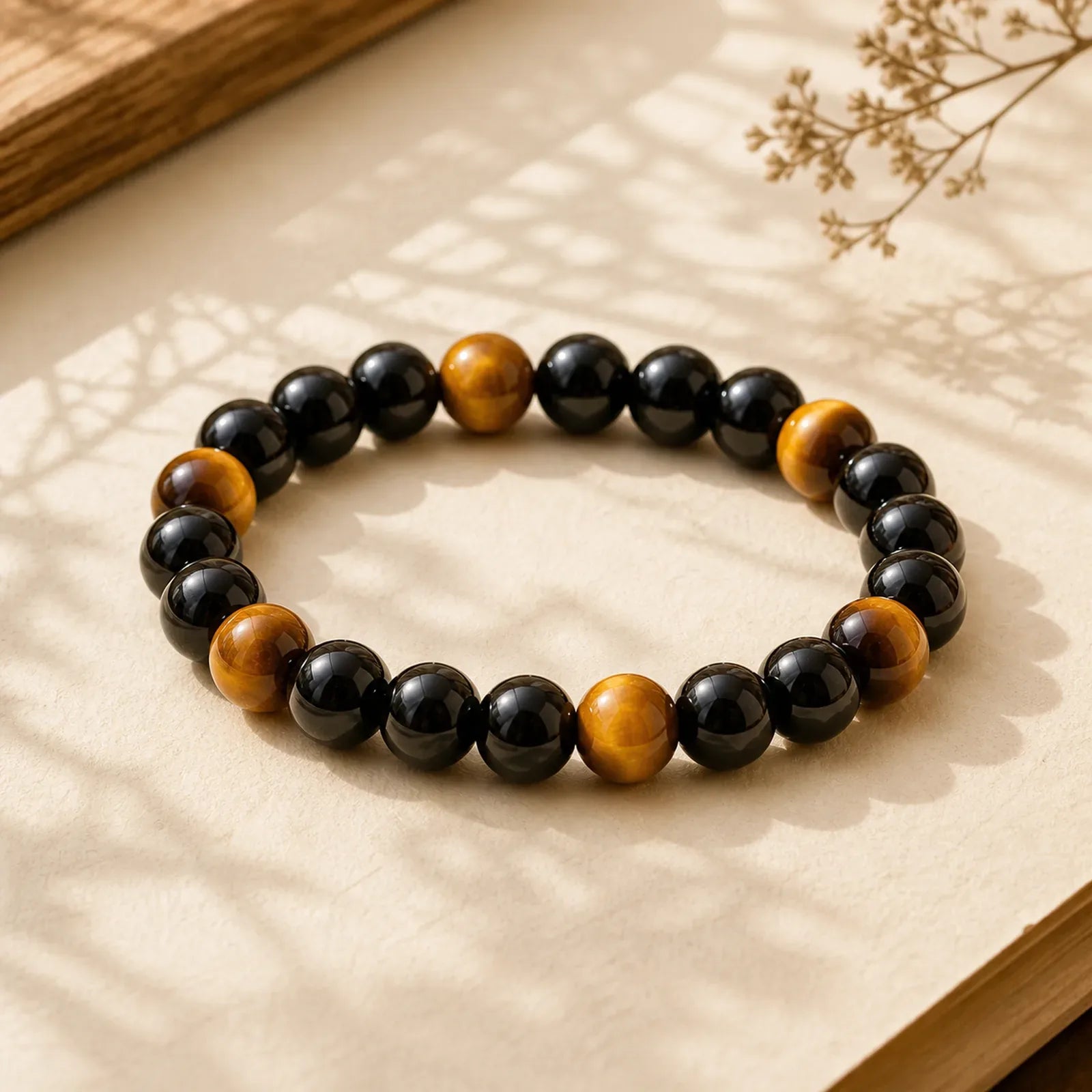 Natural Tiger's Eye Obsidian Hematite Positive Powerful Bracelet featuring Tiger Eye, Hematite, Black Obsidian