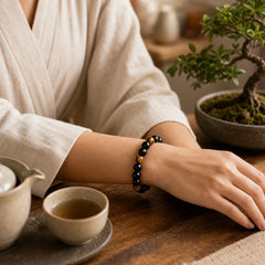 Natural Tiger's Eye Obsidian Hematite Positive Powerful Bracelet featuring Tiger Eye, Hematite, Black Obsidian