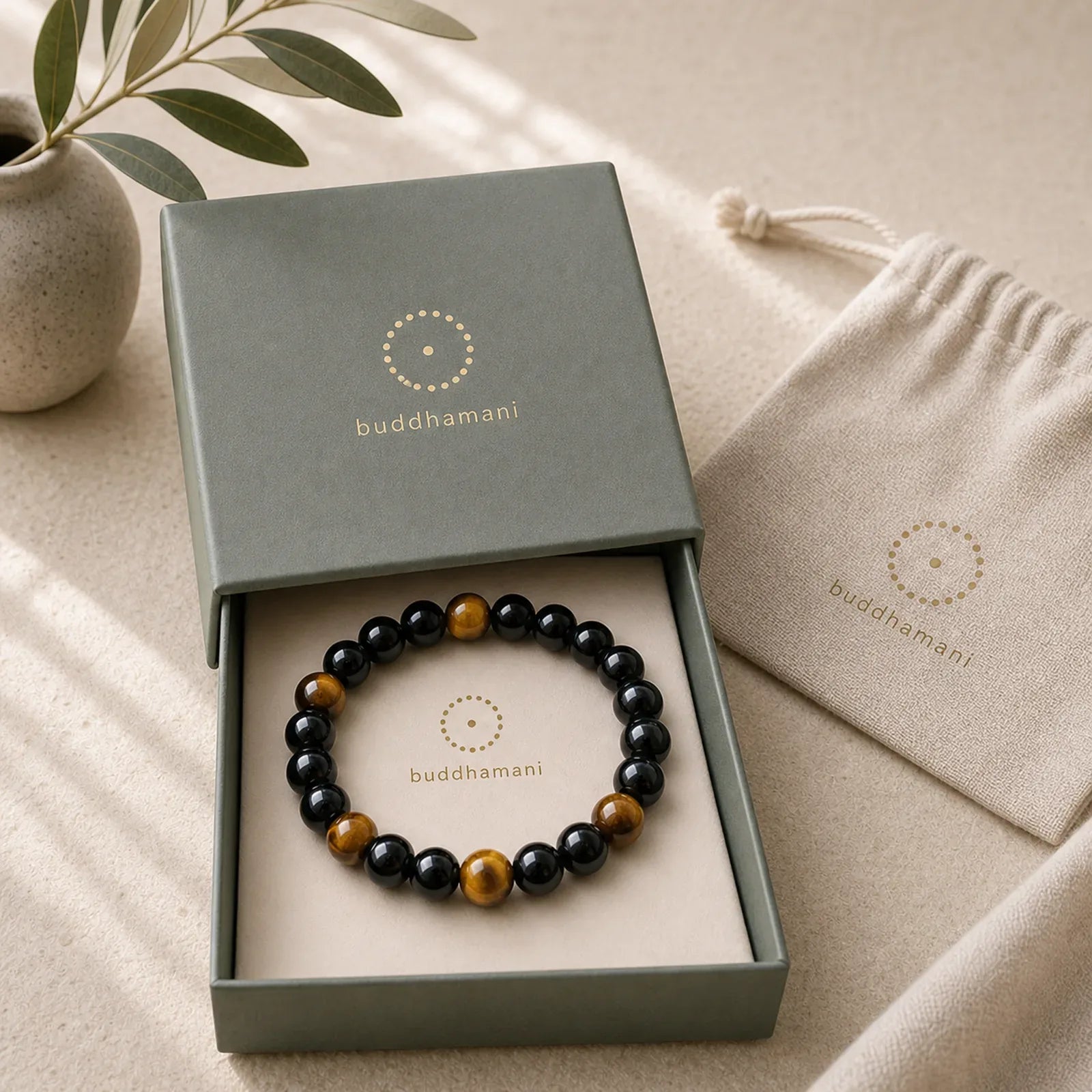 Natural Tiger's Eye Obsidian Hematite Positive Powerful Bracelet featuring Tiger Eye, Hematite, Black Obsidian