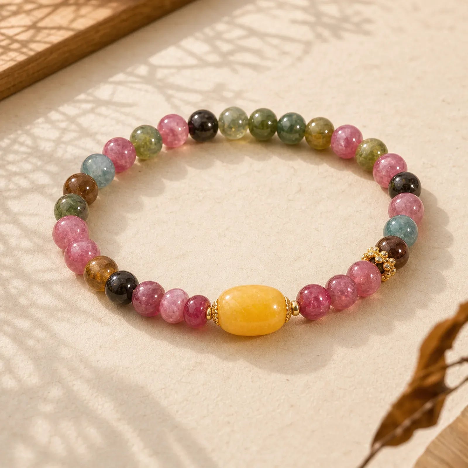 Natural Tourmaline Topaz Positive Bracelet featuring Tourmaline, Topaz
