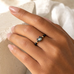 Natural Tridacna Stone Lovely Cat 14K Gold Plated Blessing Ring featuring Tridacna Stone