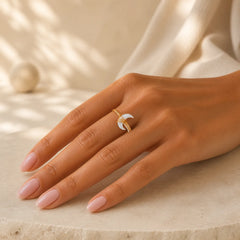 Natural Tridacna Stone Moon 14K Gold Blessing Ring (Extra 30% Off | USE CODE: FS30) featuring Tridacna Stone