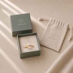 Natural Tridacna Stone Moon 14K Gold Blessing Ring featuring Tridacna Stone